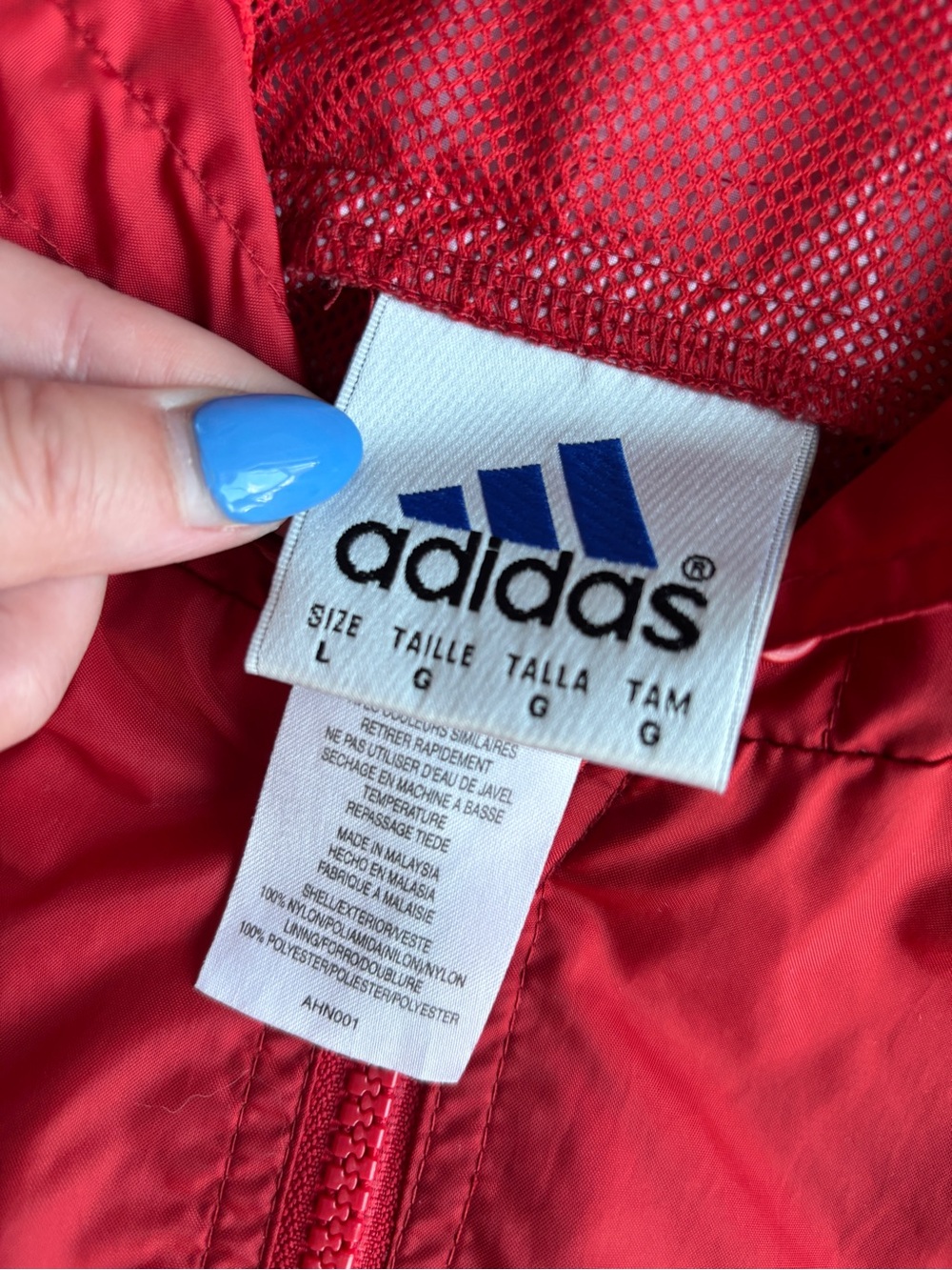 Y2K Red Adidas Zip Up Windbreaker Jacket - Picture 7 of 7